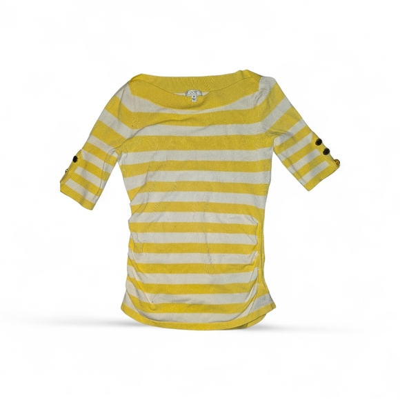 Yellow and White Striped top by the brand Caché size Medium - Picture 3 of 6
